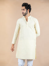 Cream Solid Cotton Kurta