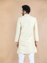 Cream Solid Cotton Kurta