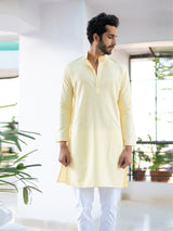 Yellow Solid Cotton Kurta