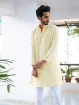 Yellow Solid Cotton Kurta