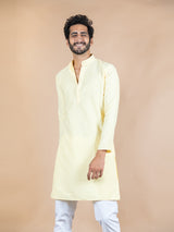 Yellow Solid Cotton Kurta