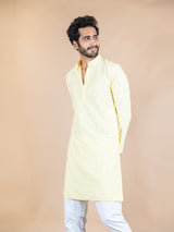 Yellow Solid Cotton Kurta