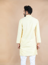 Yellow Solid Cotton Kurta