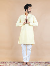 Yellow Solid Cotton Kurta