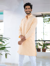 Orange Solid Cotton Kurta