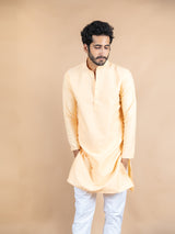 Orange Solid Cotton Kurta