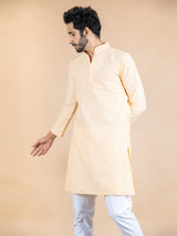 Orange Solid Cotton Kurta