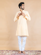 Orange Solid Cotton Kurta