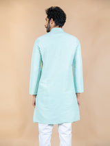 Sea Green Solid Cotton Kurta