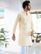 Orange Solid Cotton Kurta