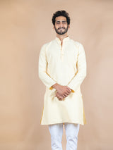 Orange Solid Cotton Kurta