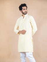 Orange Solid Cotton Kurta