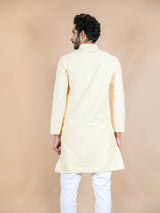 Orange Solid Cotton Kurta