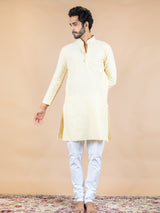 Orange Solid Cotton Kurta