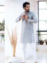 Grey Dupin Solid Kurta