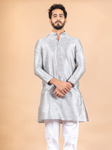 Grey Dupin Solid Kurta