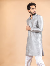 Grey Dupin Solid Kurta