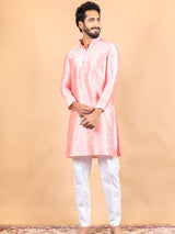 Pink Dupin Solid Kurta