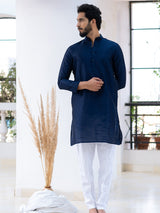 Blue Dupin Solid Kurta