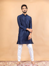 Blue Dupin Solid Kurta