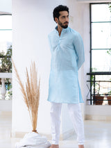 Sky Blue Dupin Solid Kurta