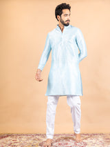 Sky Blue Dupin Solid Kurta