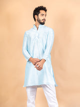 Sky Blue Dupin Solid Kurta