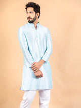 Sky Blue Dupin Solid Kurta