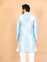 Sky Blue Dupin Solid Kurta