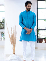 Blue Dupin Solid Kurta