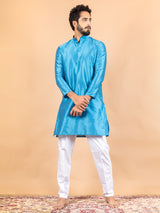 Blue Dupin Solid Kurta