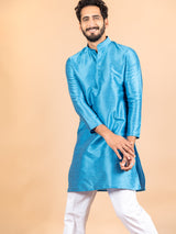 Blue Dupin Solid Kurta