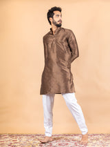 Brown Dupin Solid Kurta