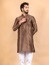 Brown Dupin Solid Kurta