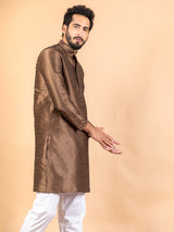 Brown Dupin Solid Kurta