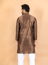 Brown Dupin Solid Kurta