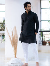 Black Dupin Solid Kurta