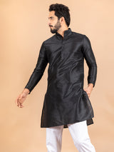 Black Dupin Solid Kurta