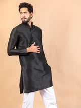 Black Dupin Solid Kurta