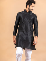 Black Dupin Solid Kurta