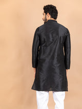 Black Dupin Solid Kurta