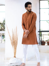 Orange Dupin Solid Kurta