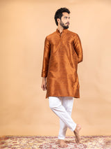 Orange Dupin Solid Kurta