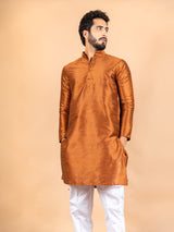 Orange Dupin Solid Kurta