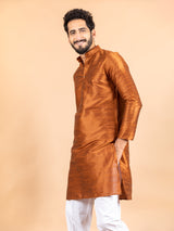 Orange Dupin Solid Kurta