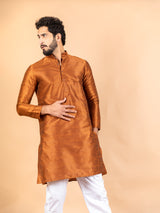 Orange Dupin Solid Kurta