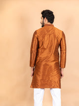 Orange Dupin Solid Kurta