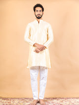 Yellow Dupin Solid Kurta