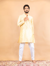 Yellow Dupin Solid Kurta