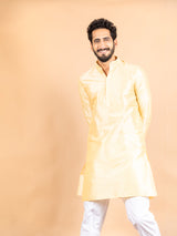 Yellow Dupin Solid Kurta